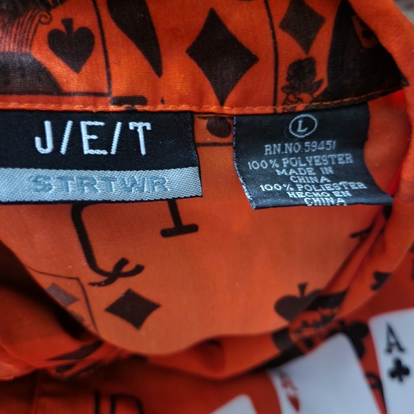 JET Streetwear Texas Hold Em Tourn Button Up Poker Short Sleeve Shirt Size Large - Picture 5 of 7